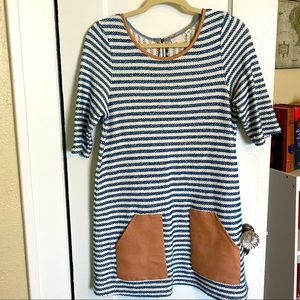 Anthropologie Blue & White Striped Dress